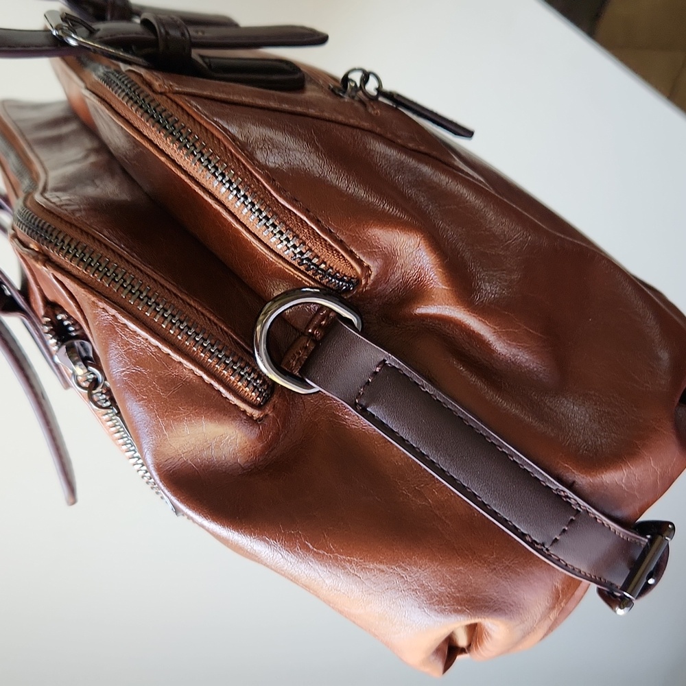 Xidibaoluo Faux Leather Satchel Purse tan brown boho - Picture 5 of 15